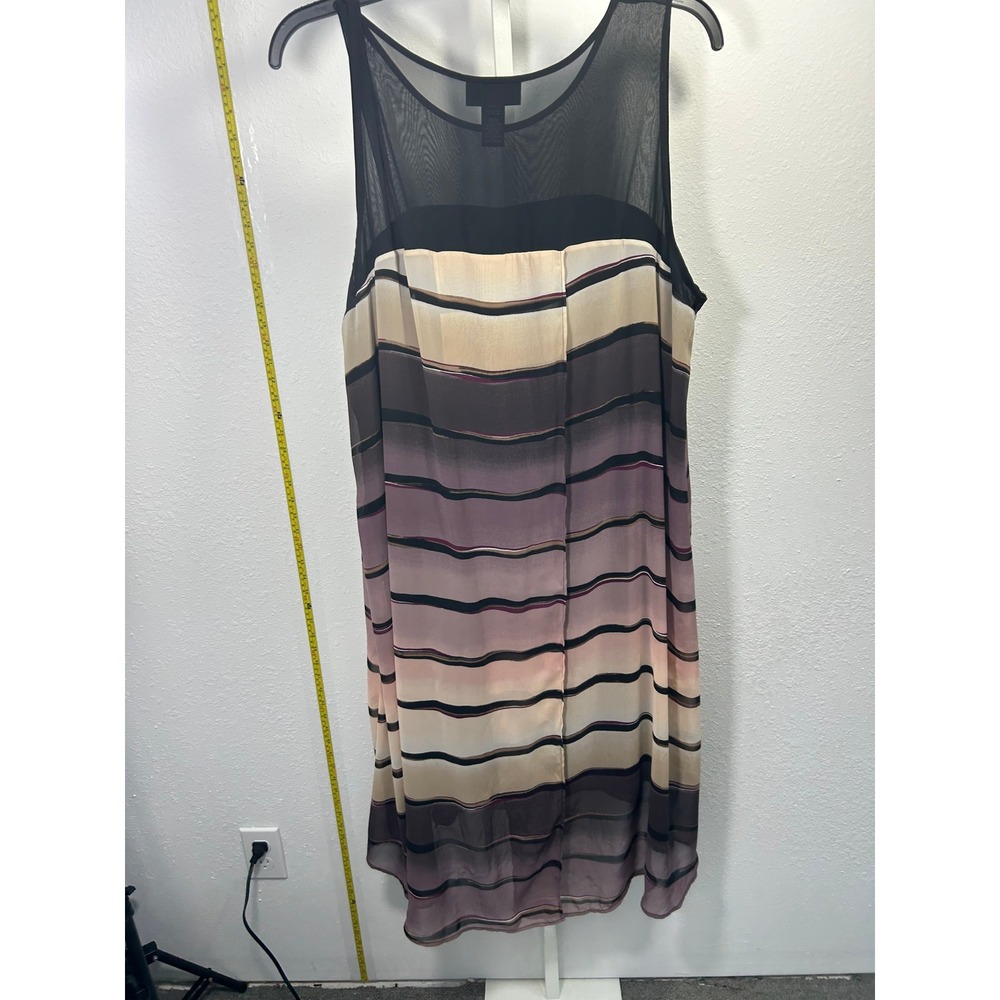 Lane Bryant Ombre Striped Mesh Yoke Sleeveless Chiffon Dress Purple Beige 22/24 - Picture 2 of 3